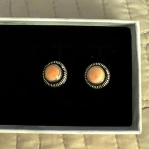 Light Pink Stone Halo Sterling Silver .925 Stamped Round Earrings
